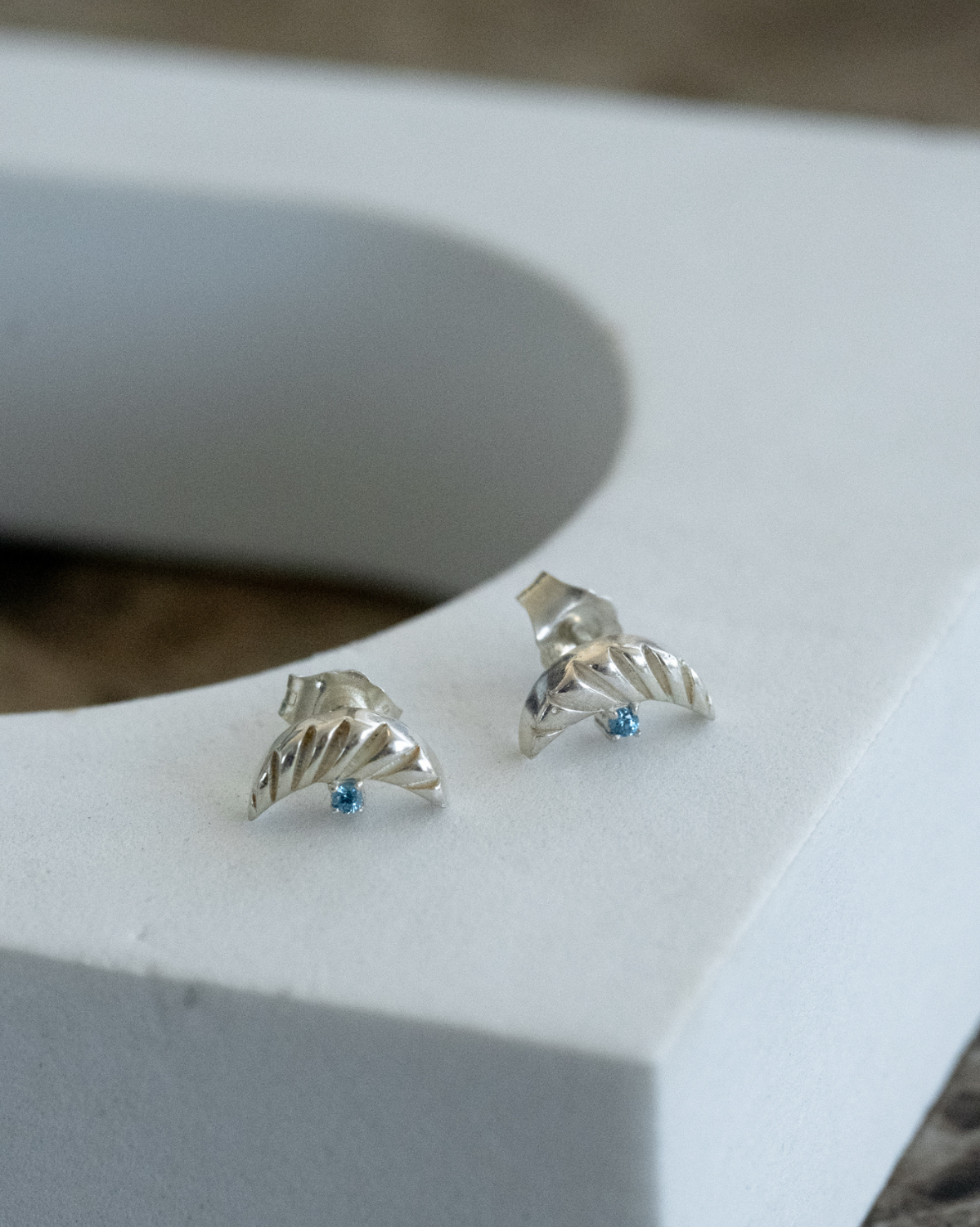 Crescent Sapphire Studs