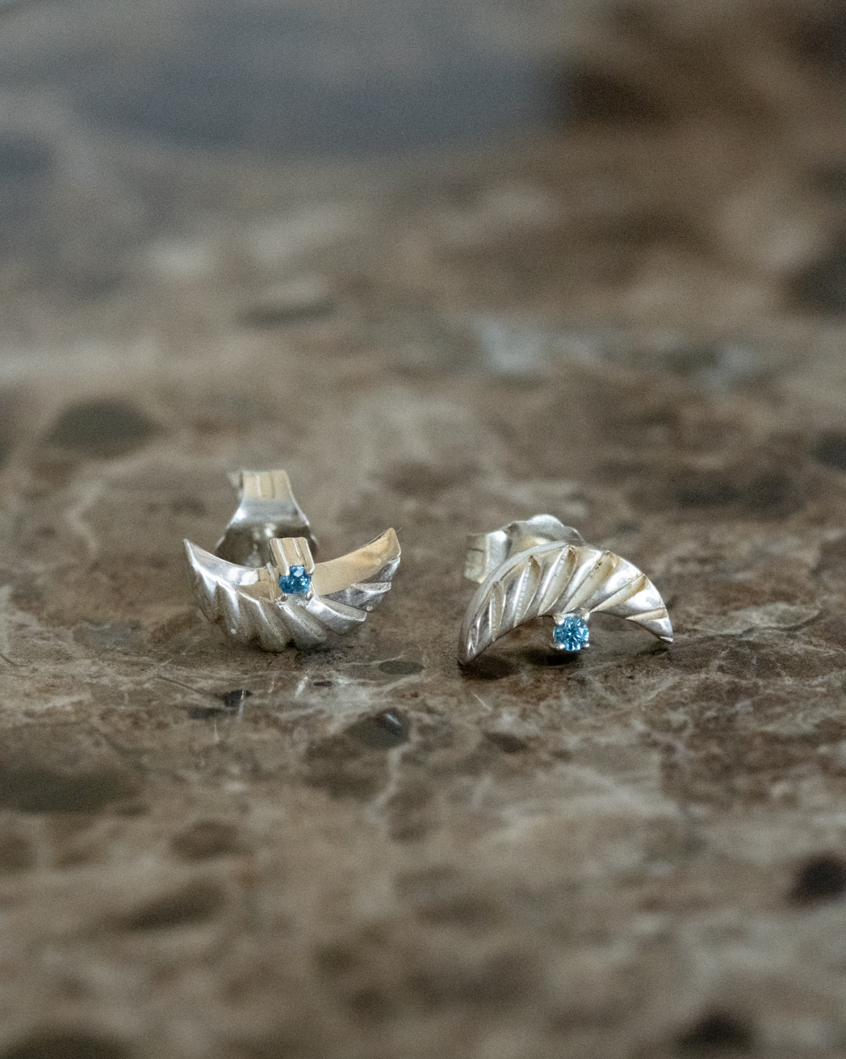 Crescent Sapphire Studs