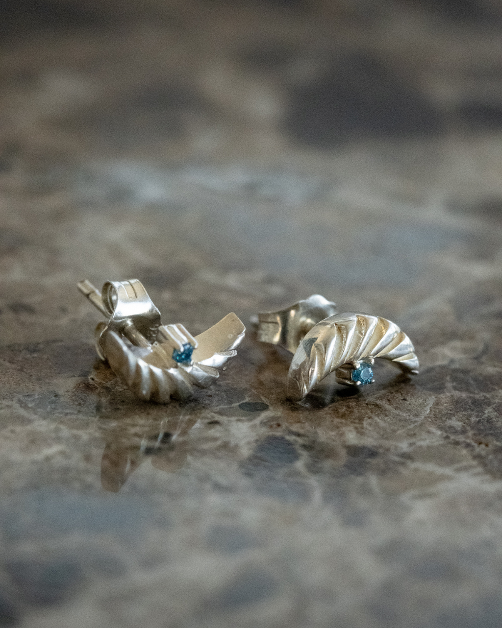 Crescent Sapphire Studs