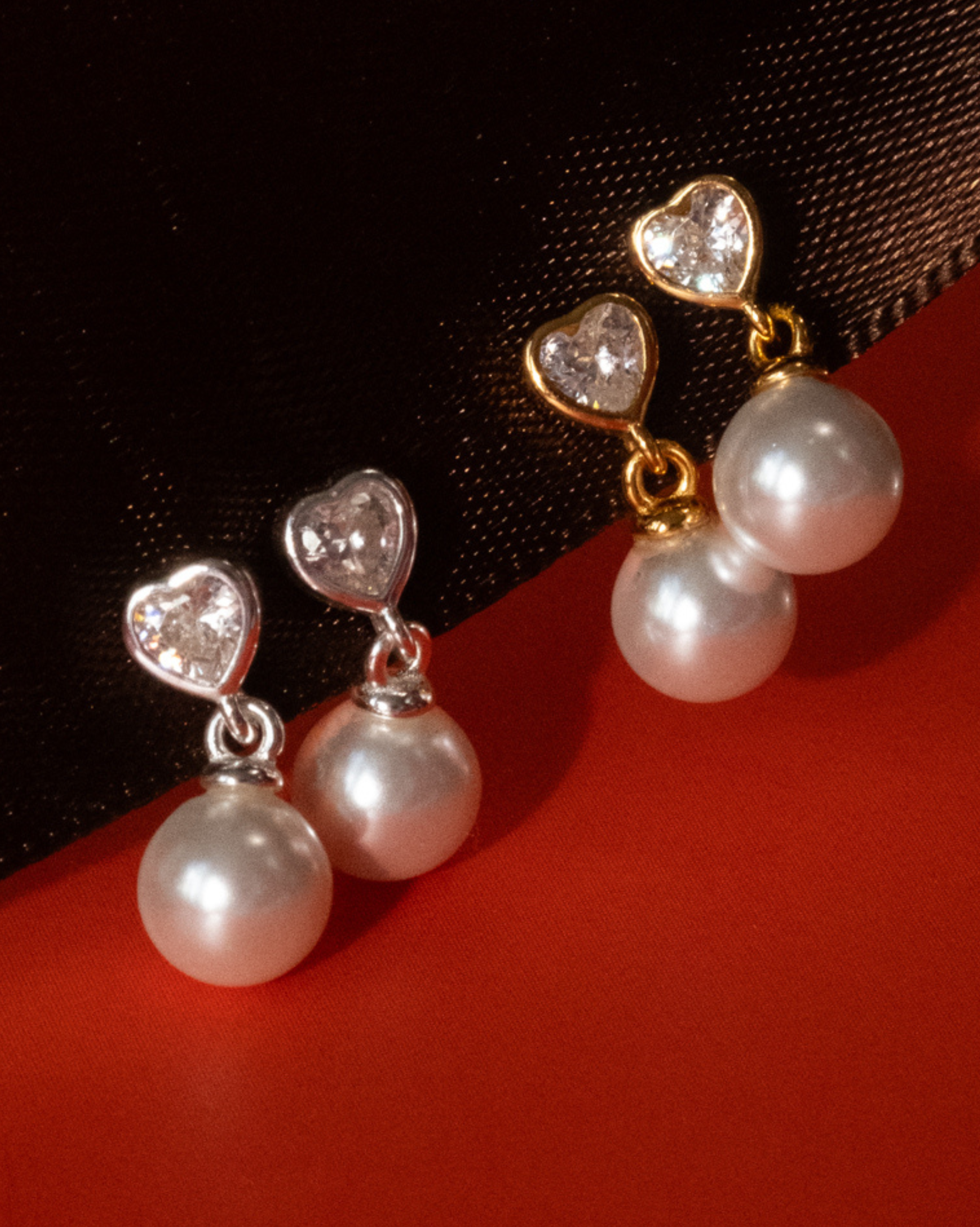 Heart Pearl Drop Studs