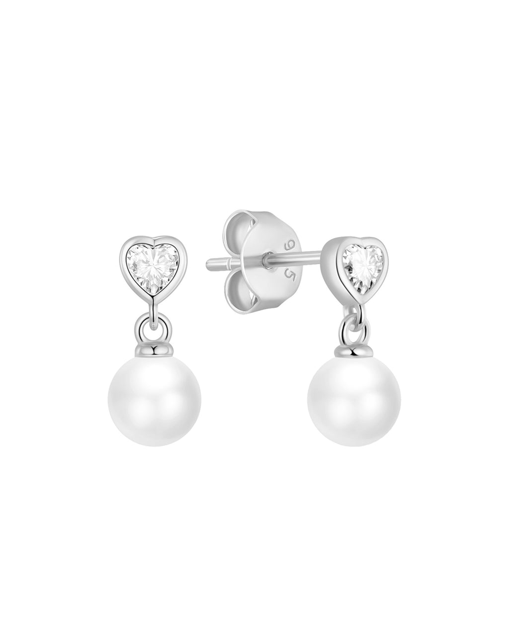 Heart Pearl Drop Studs