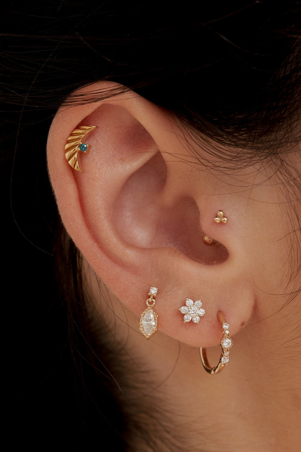 Crescent Sapphire Studs